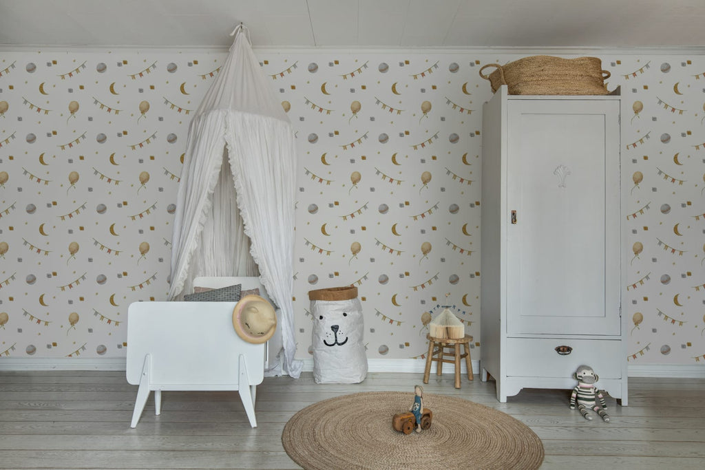 Cute Balloons, Pastel Wallcoverings