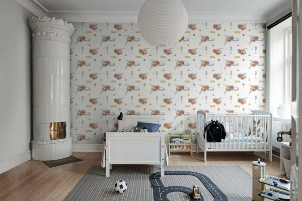 Fire Trucks, Red Wallcoverings | Rebel Walls