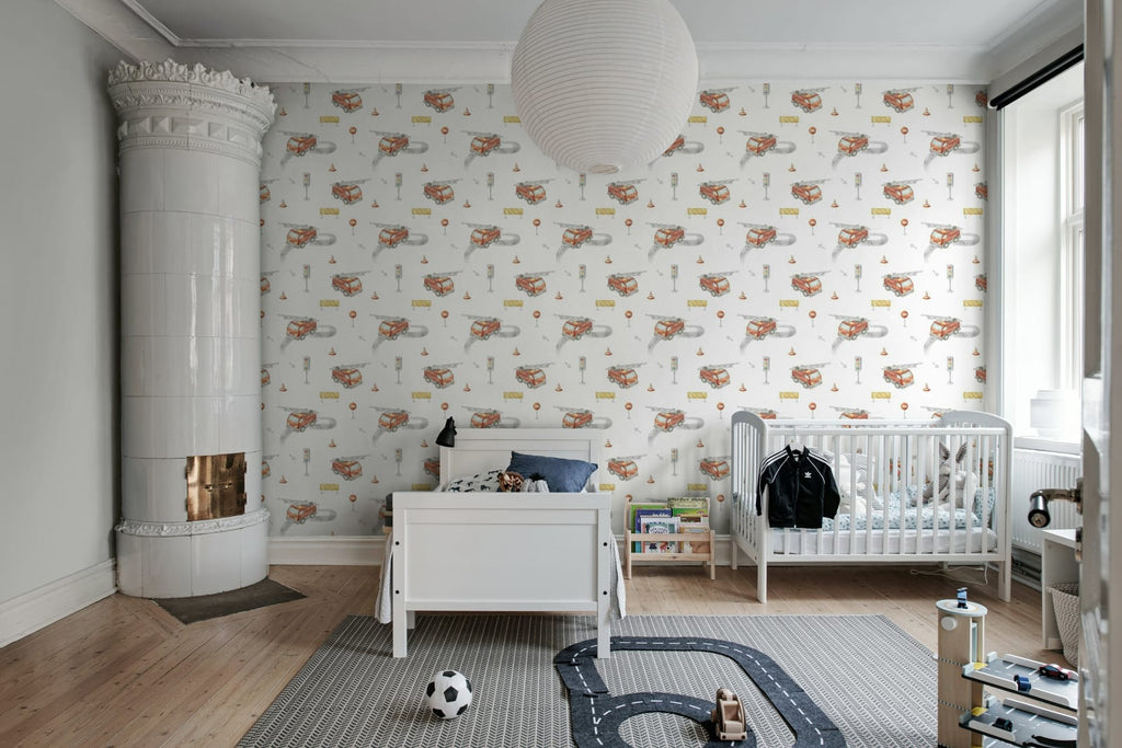 Fire Trucks, Red Wallcoverings