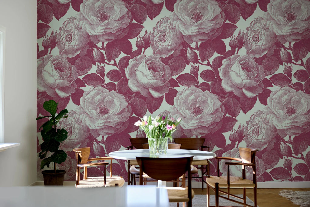 Bold Roses, Pink Wallcoverings