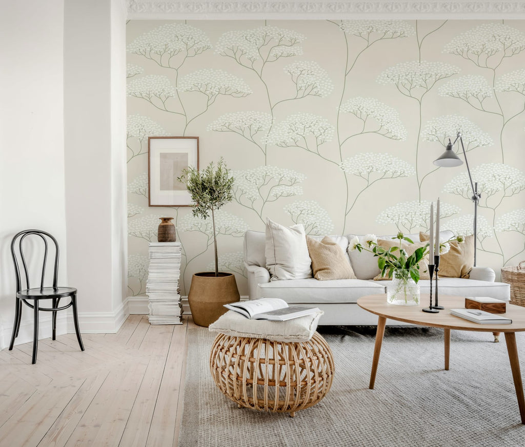 Cow Parsley, Gray Wallcoverings