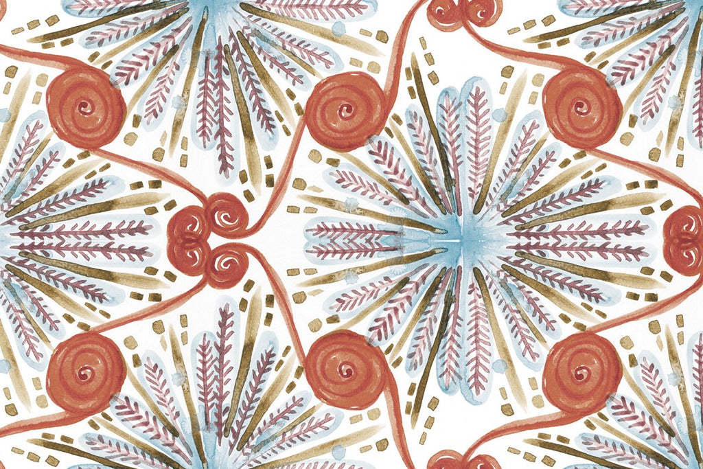 Renata Orange & Blue  Wallpaper (Srd-Ren-02) | Sarah Rowland | Koroseal