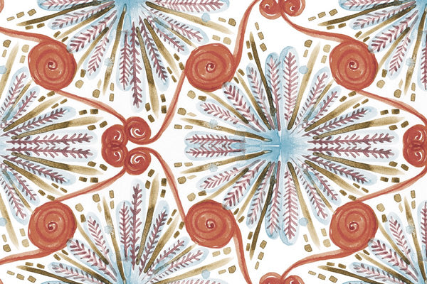 Renata Orange & Blue  Wallpaper (Srd-Ren-02) | Sarah Rowland | Koroseal