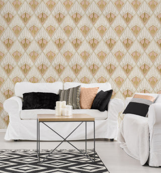 Revival Taupe - Taupe, Gold, Pink Wallcovering | Mind the Gap