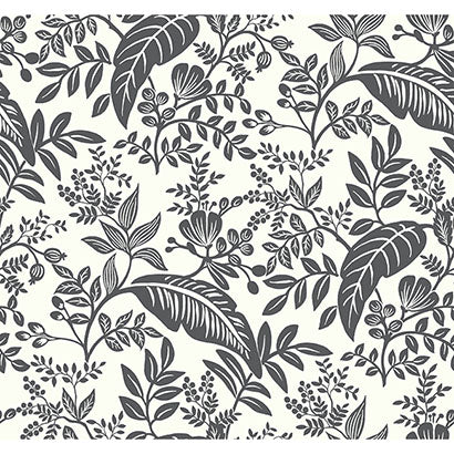 Kapalua Charcoal Soft White Wallcovering | Jeffrey Stevens
