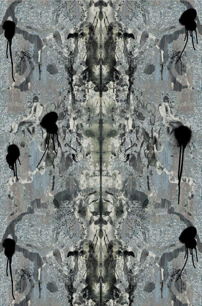 Rorschach Superwide Wallcovering Blue Grey
