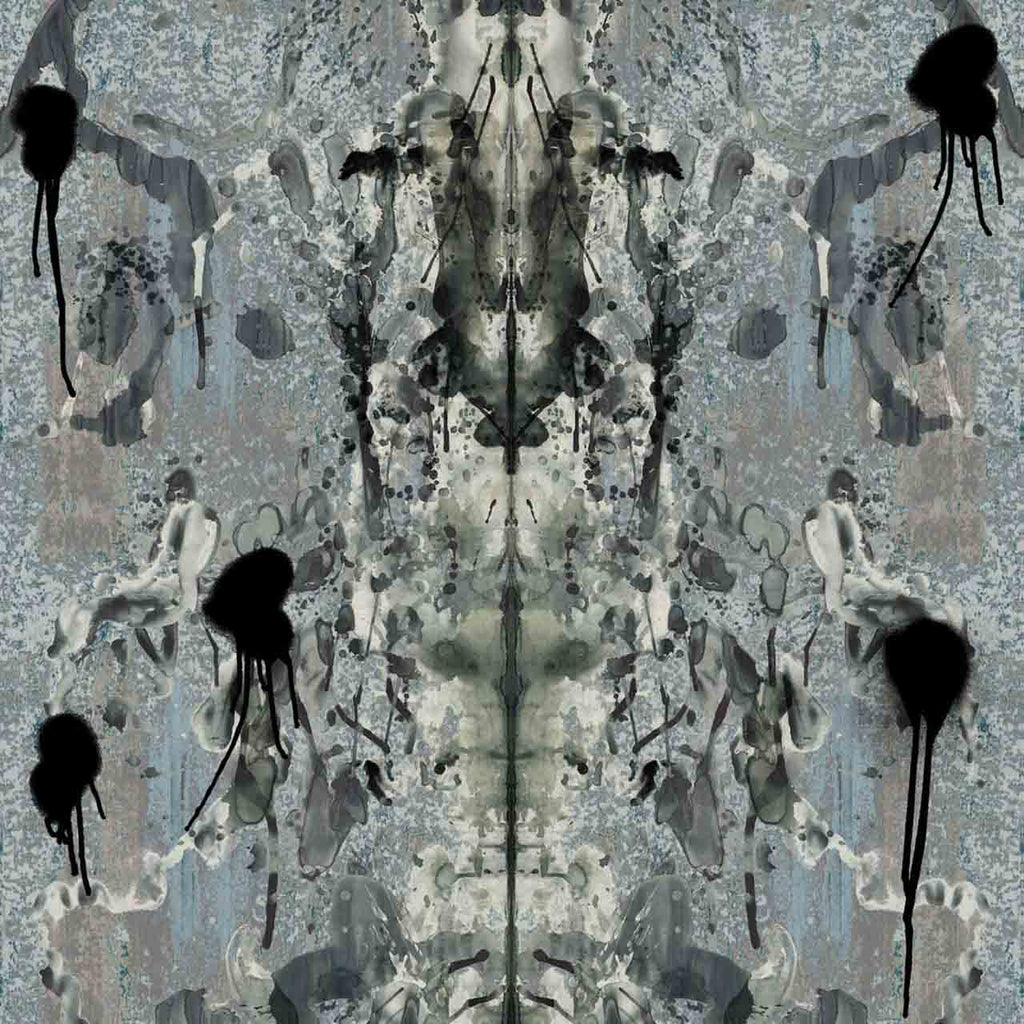Rorschach Superwide Wallcovering Blue Grey