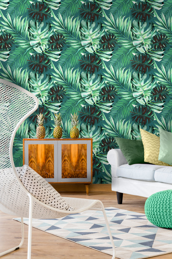 Rainforest - Black, Green, Turquoise Wallcovering | Mind the Gap