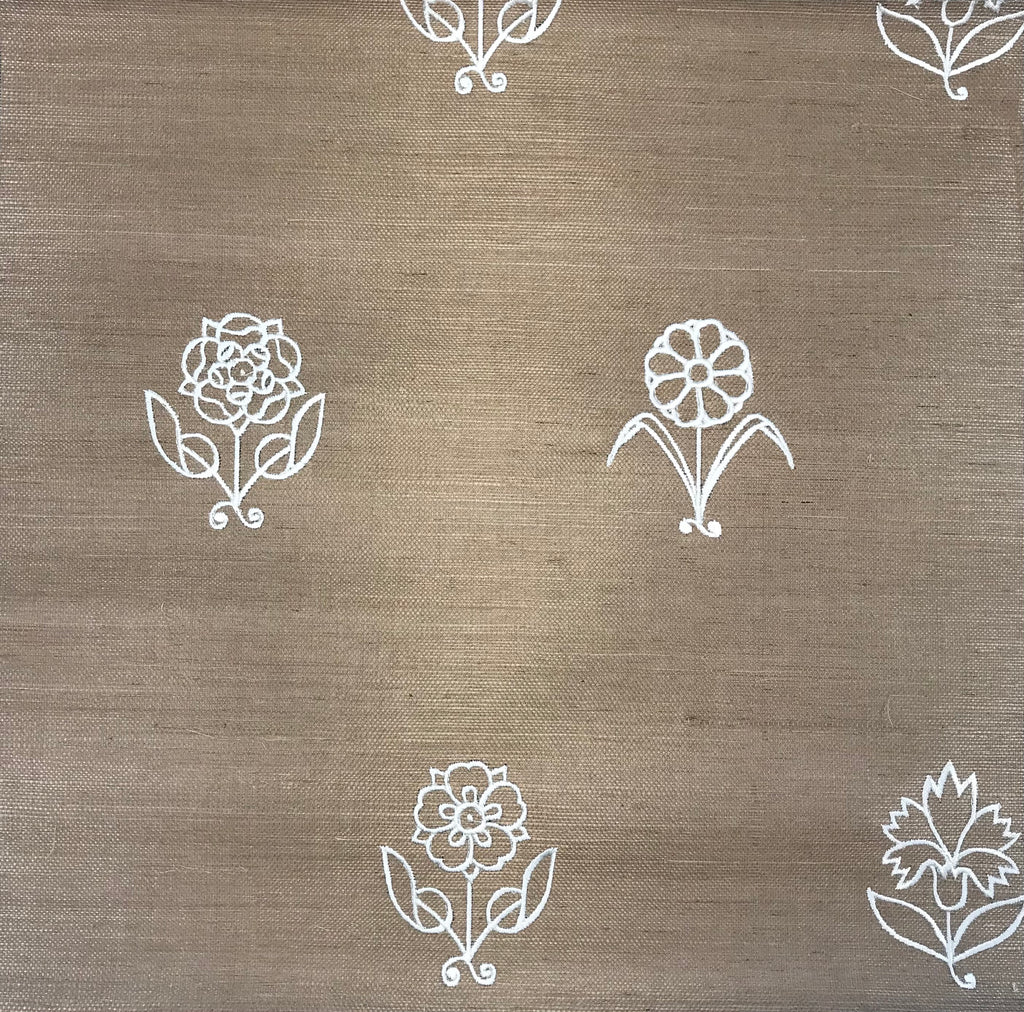 Bellissima Natural Grasscloth with Fine Embroidery