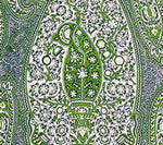 Rajah Paisley, Multi Greens on Linen