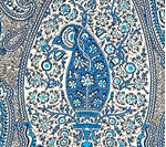Rajah Paisley, Multi New Blue on Linen