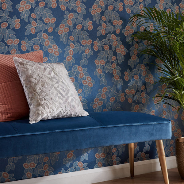 Rosetta - Midnight Blue Wallcovering | 1838 Wallcoverings