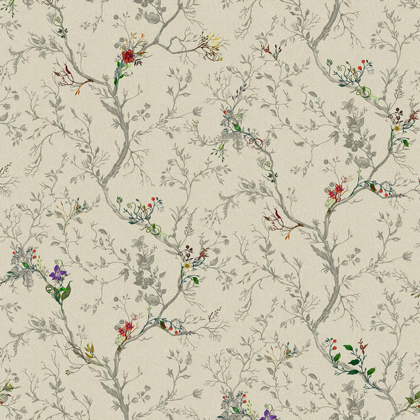 Ruskin Floral Beige | Timorous Beasties Wallcovering