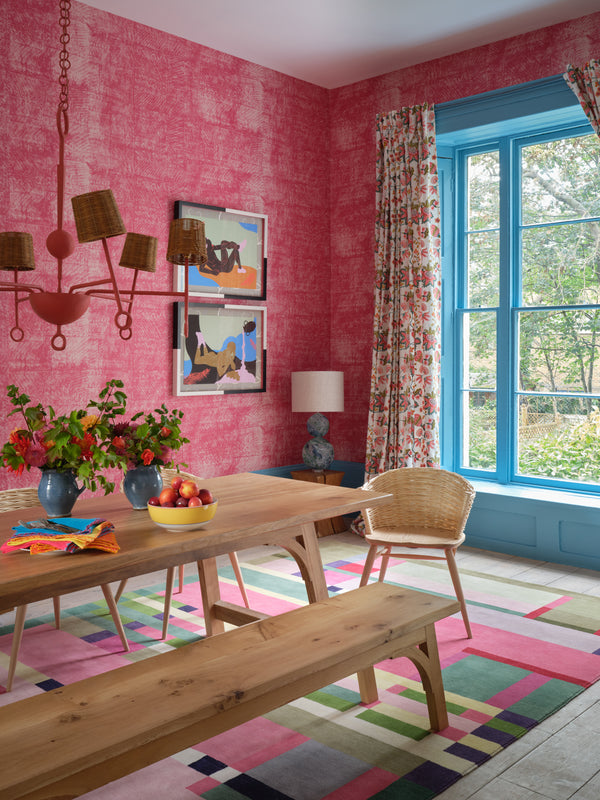 Samoa Raspberry - White, Pink Wallcovering | Mind the Gap