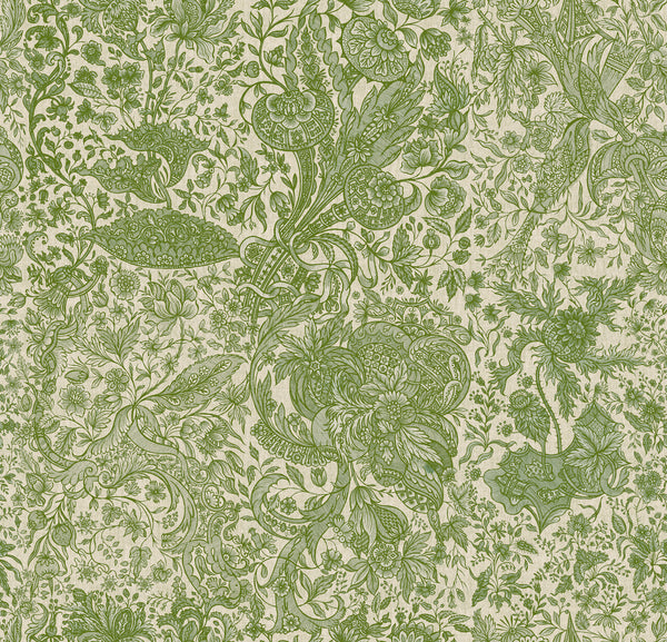 Sarkozi Embroidery Herbal - Beige, Herbal Wallcovering | Mind the Gap