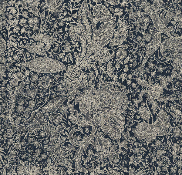 Sarkozi Embroidery - Indigo Wallcovering | Mind the Gap