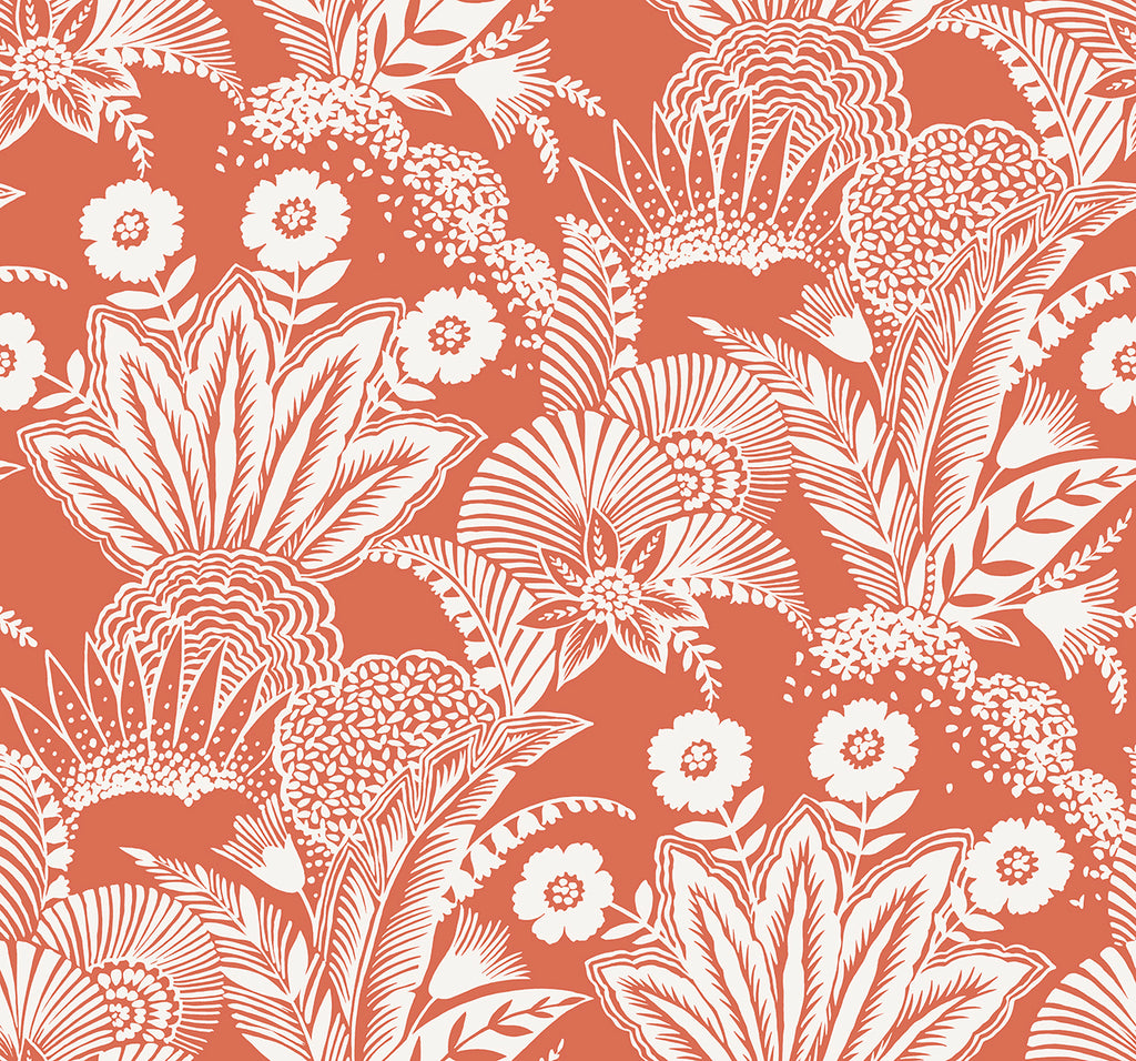 Malibu Suvi Palm Grove Wallpaper - Contemporary Botanical - Coral Glow | Malibu Wallpaper