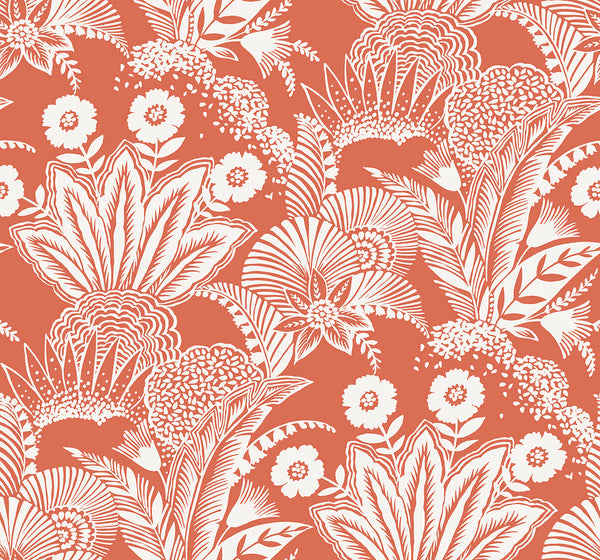 Malibu Suvi Palm Grove Wallpaper - Contemporary Botanical - Coral Glow | Malibu Wallpaper