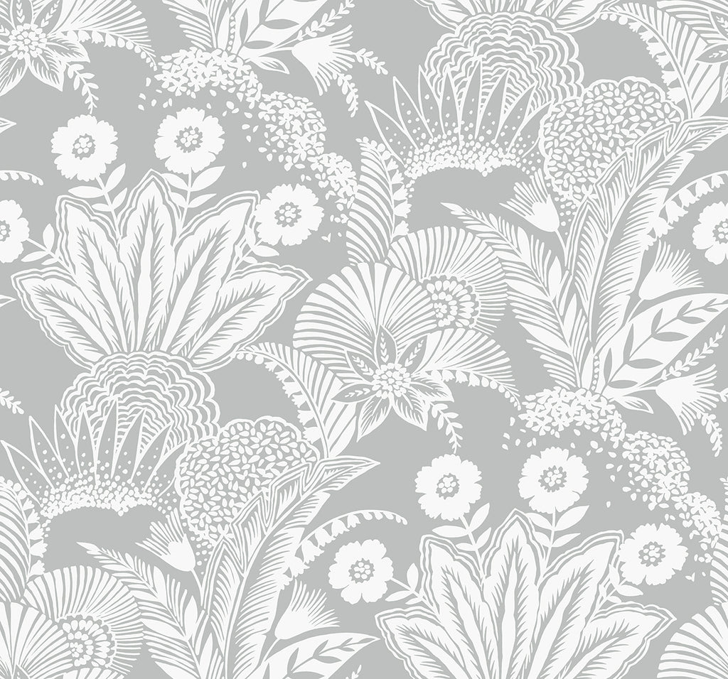 Malibu Suvi Palm Grove Wallpaper - Contemporary Botanical - Bluish Gray | Malibu Wallpaper