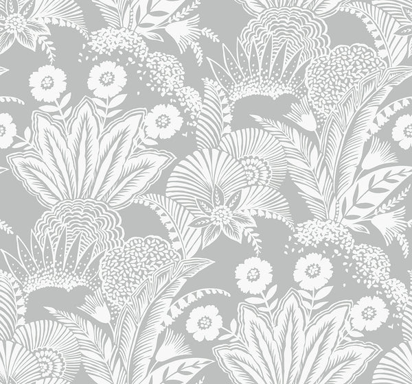 Malibu Suvi Palm Grove Wallpaper - Contemporary Botanical - Bluish Gray | Malibu Wallpaper