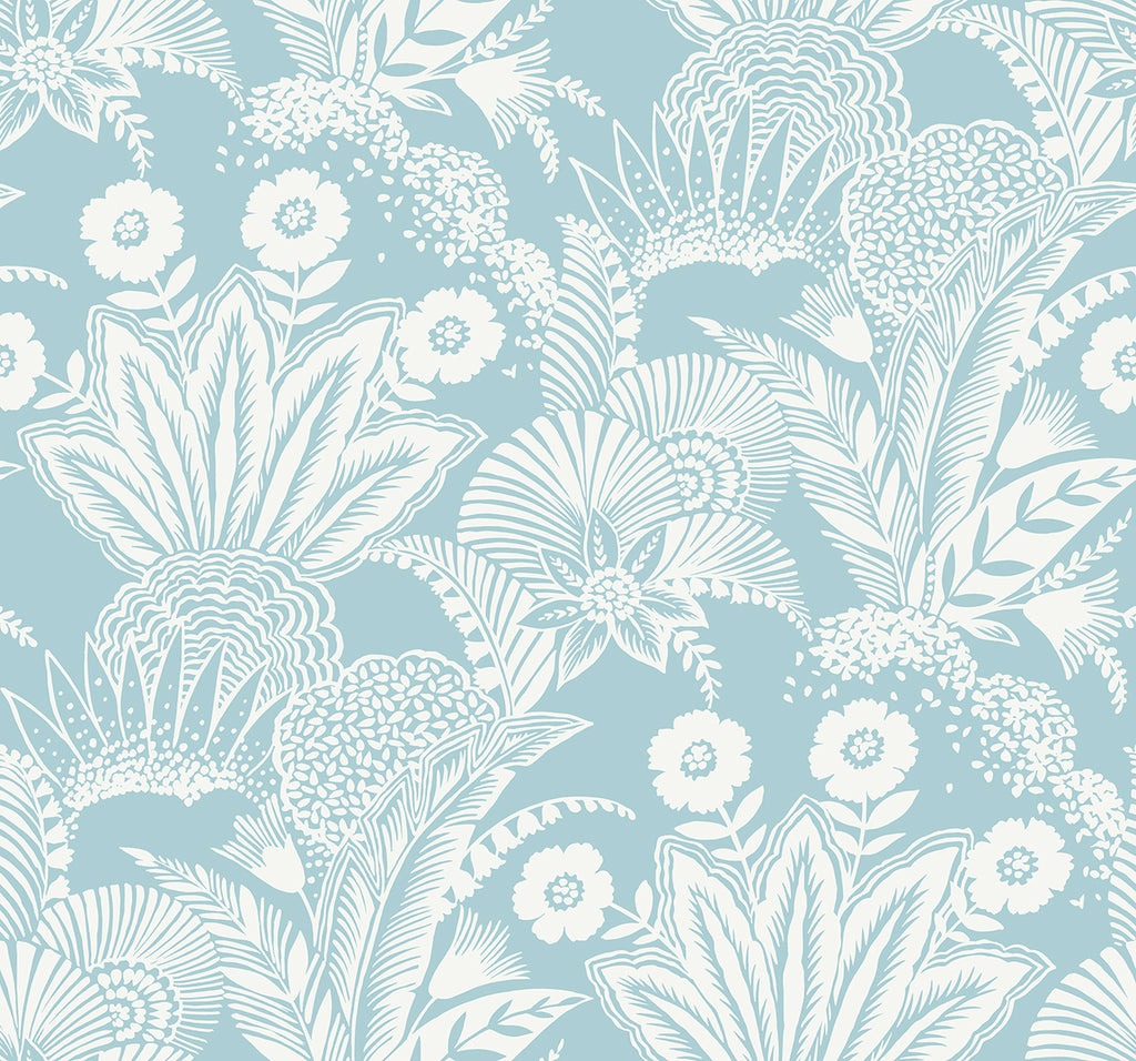 Malibu Suvi Palm Grove Wallpaper - Contemporary Botanical - Sky Blue | Malibu Wallpaper