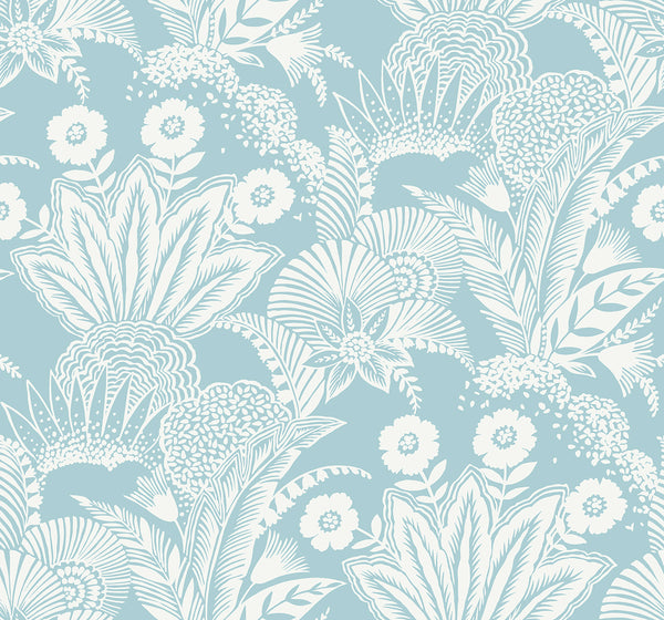 Malibu Suvi Palm Grove Wallpaper - Contemporary Botanical - Sky Blue | Malibu Wallpaper