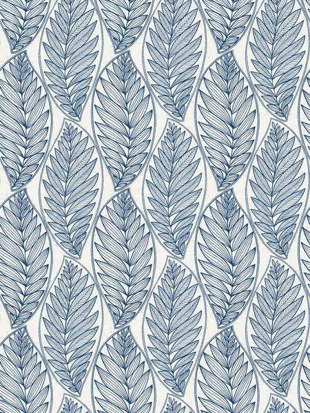 Malibu Kira Leaf Husk Wallpaper - Coastal Botanical - Blue Suede | Malibu Wallpaper