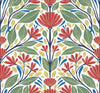Malibu Carmela Folk Floral Wallpaper - Contemporary Floral - Primaries | Malibu Wallpaper