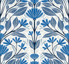 Malibu Carmela Folk Floral Wallpaper - Contemporary Floral - True Blue | Malibu Wallpaper