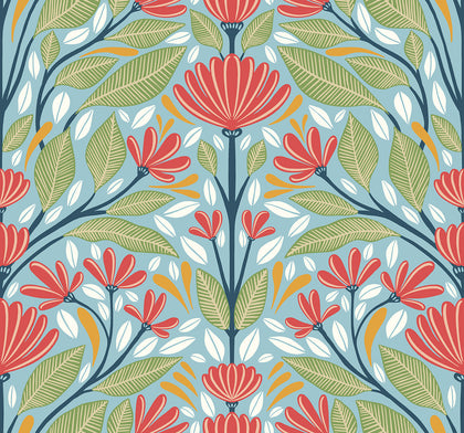 Carmela Folk Floral Contemporary Floral - Summer Garden | Architectural Wallcoverings