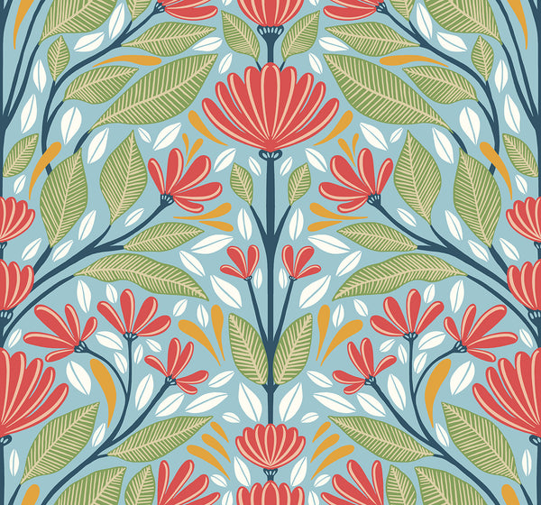 Malibu Carmela Folk Floral Wallpaper - Contemporary Floral - Summer Garden | Malibu Wallpaper