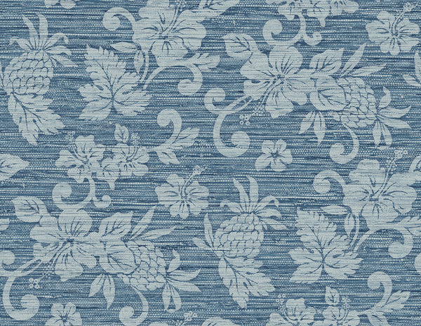 Juno Island Floral Coastal Floral - Bay Blue | Architectural Wallcoverings