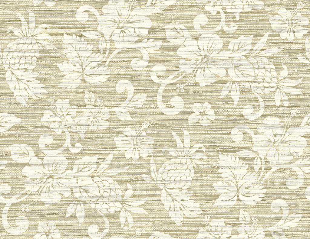 Malibu Juno Island Floral Wallpaper - Coastal Floral - Saddle Tan | Malibu Wallpaper