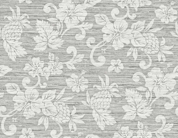 Juno Island Floral Coastal Floral - Half Moon Grey | Architectural Wallcoverings