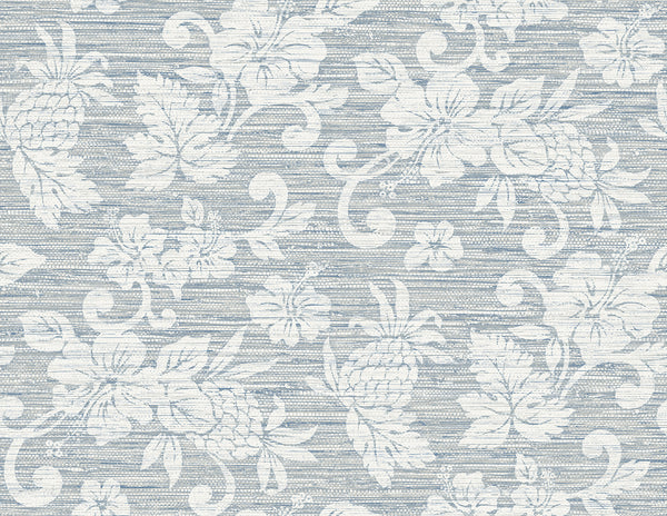 Juno Island Floral Coastal Floral - Fantasy Blue | Architectural Wallcoverings