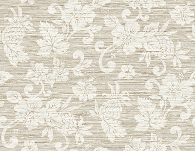Juno Island Floral Coastal Floral - Balanced Beige | Architectural Wallcoverings