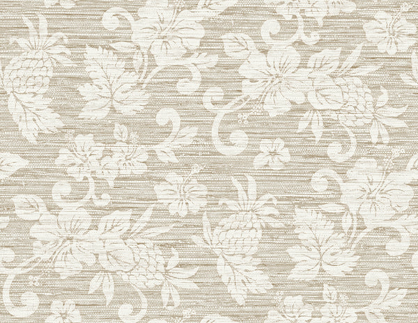 Juno Island Floral Coastal Floral - Balanced Beige | Architectural Wallcoverings