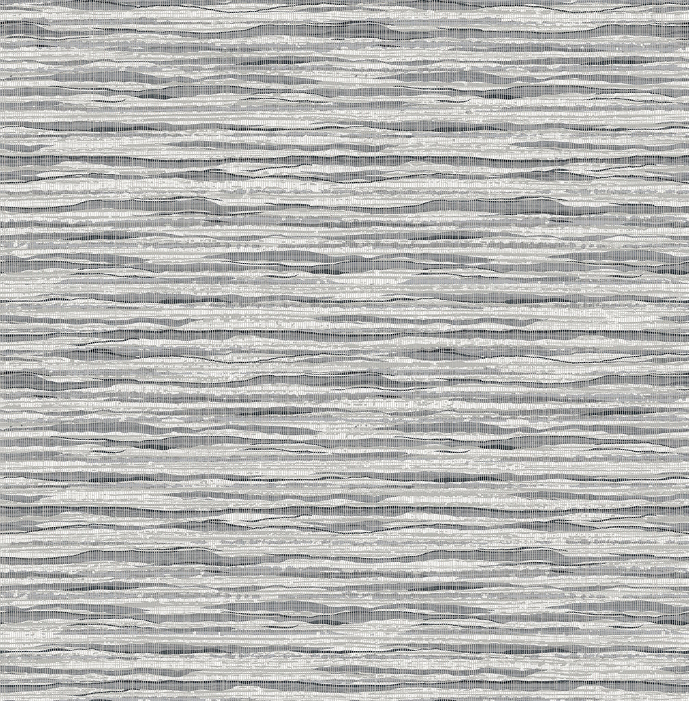 Malibu Skye Wave Stringcloth Wallpaper - Coastal Sisal - Rainy day Surf | Malibu Wallpaper