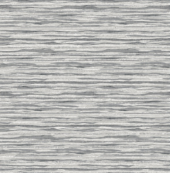 Malibu Skye Wave Stringcloth Wallpaper - Coastal Sisal - Rainy day Surf | Malibu Wallpaper