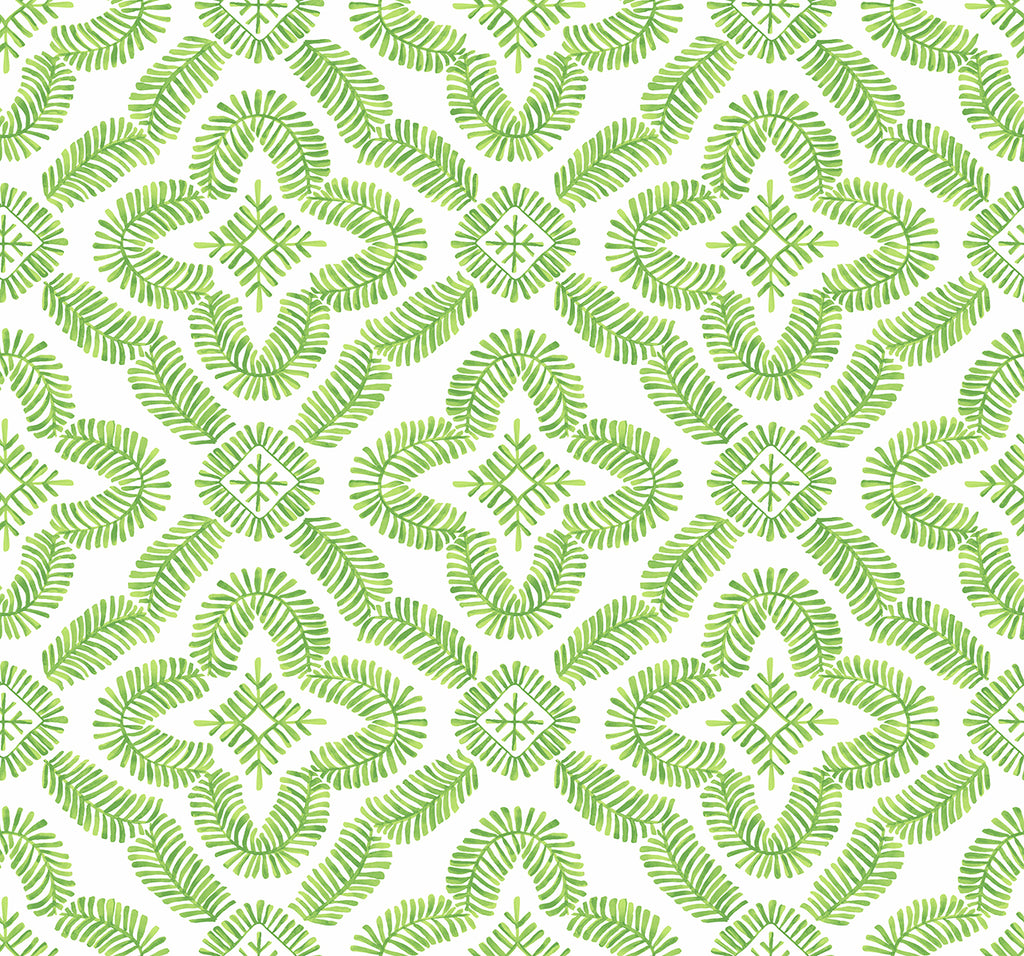 Malibu Talia Botanical Medallion Wallpaper - Contemporary Geometric - Kiwi Green | Malibu Wallpaper