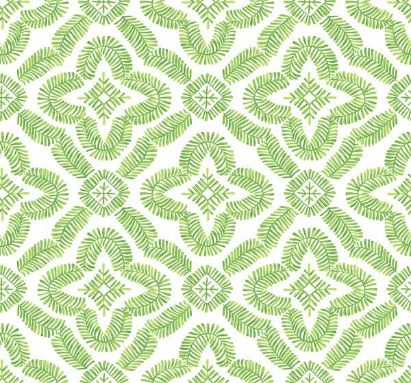 Malibu Talia Botanical Medallion Wallpaper - Contemporary Geometric - Kiwi Green | Malibu Wallpaper