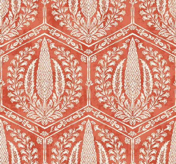 Malibu Cyrus Harvest Wallpaper - Country Botanical - Red Terracotta | Malibu Wallpaper