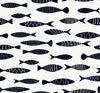 Malibu Bay Fish Wallpaper - Coastal Animal Print - Black and White | Malibu Wallpaper