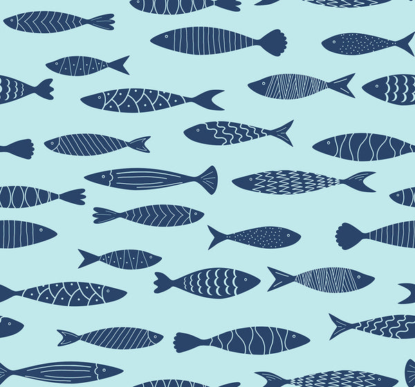 Malibu Bay Fish Wallpaper - Coastal Animal Print - Bahama | Malibu Wallpaper
