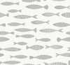 Malibu Bay Fish Wallpaper - Coastal Animal Print - Silver Sea | Malibu Wallpaper