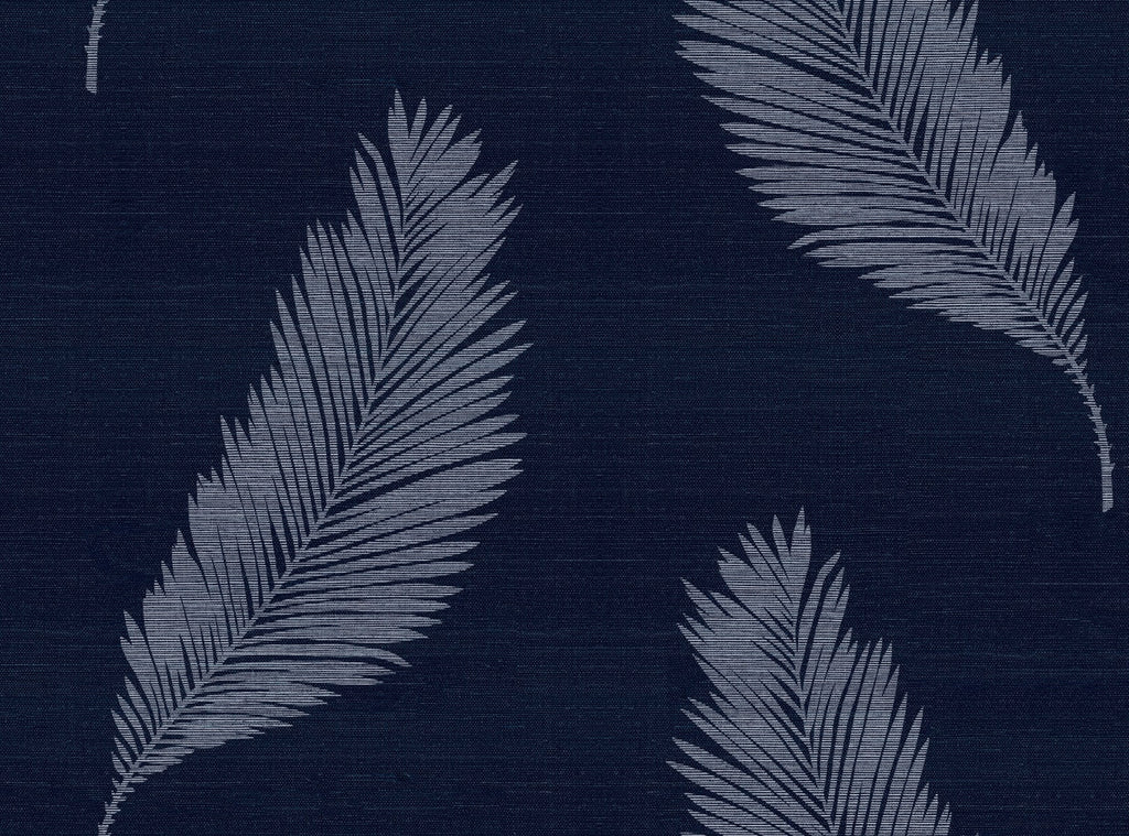 Malibu Tossed Palm Sisal Grasscloth Wallpaper - Coastal Grasscloth - Midnight Blue | Malibu Wallpaper