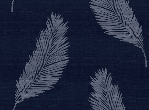 Malibu Tossed Palm Sisal Grasscloth Wallpaper - Coastal Grasscloth - Midnight Blue | Malibu Wallpaper