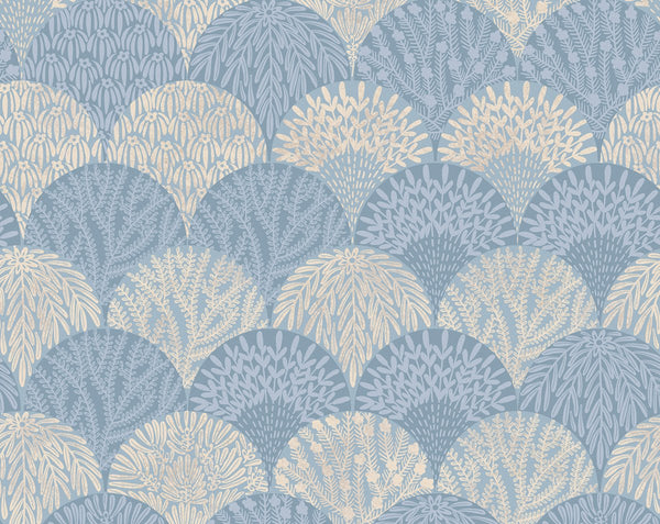 Herb Garden Wallcovering Blue Shadow — Scalamandre