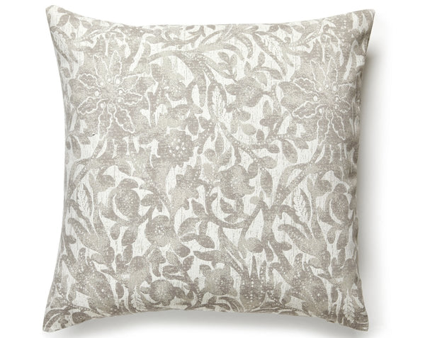 Bali Floral Outdoor Pillow Square 22X22 Stone | Scalamandre