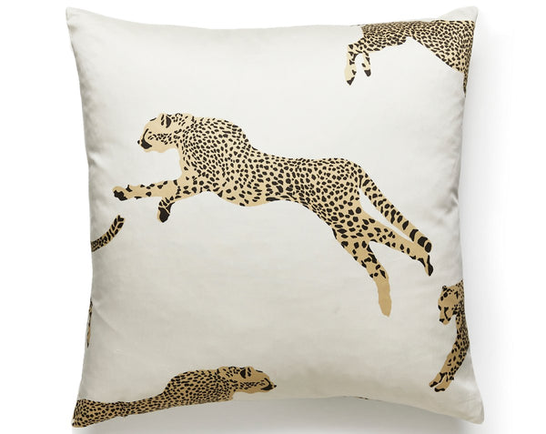 Leaping Cheetah Pillow Square 22X22 Dune | Scalamandre